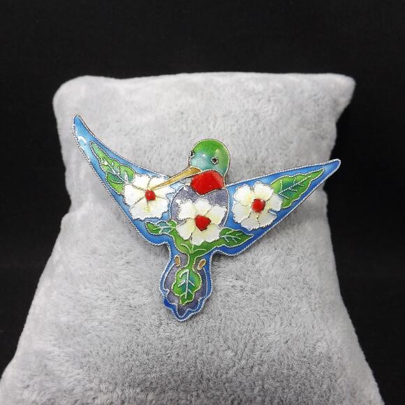 Vintage Zarah Hummingbird Brooch, Enamel on Silver - Picture 2 of 10